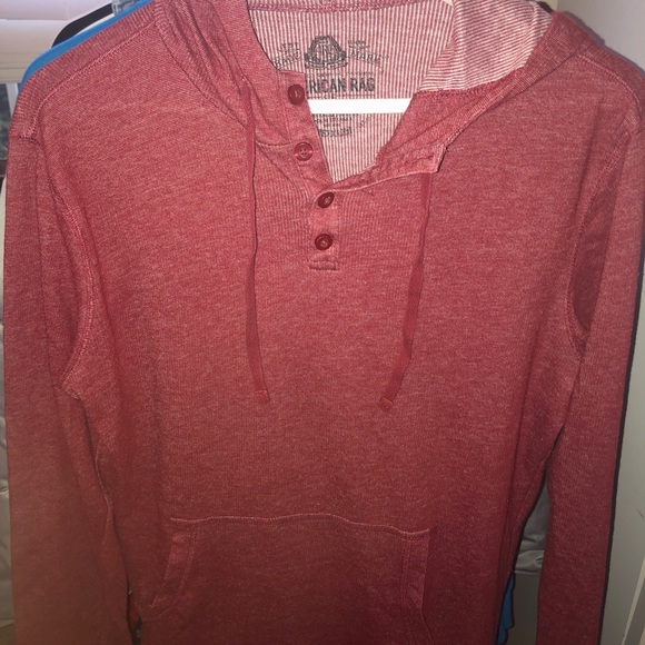 Red quarter button up hoodie - Picture 1 of 2